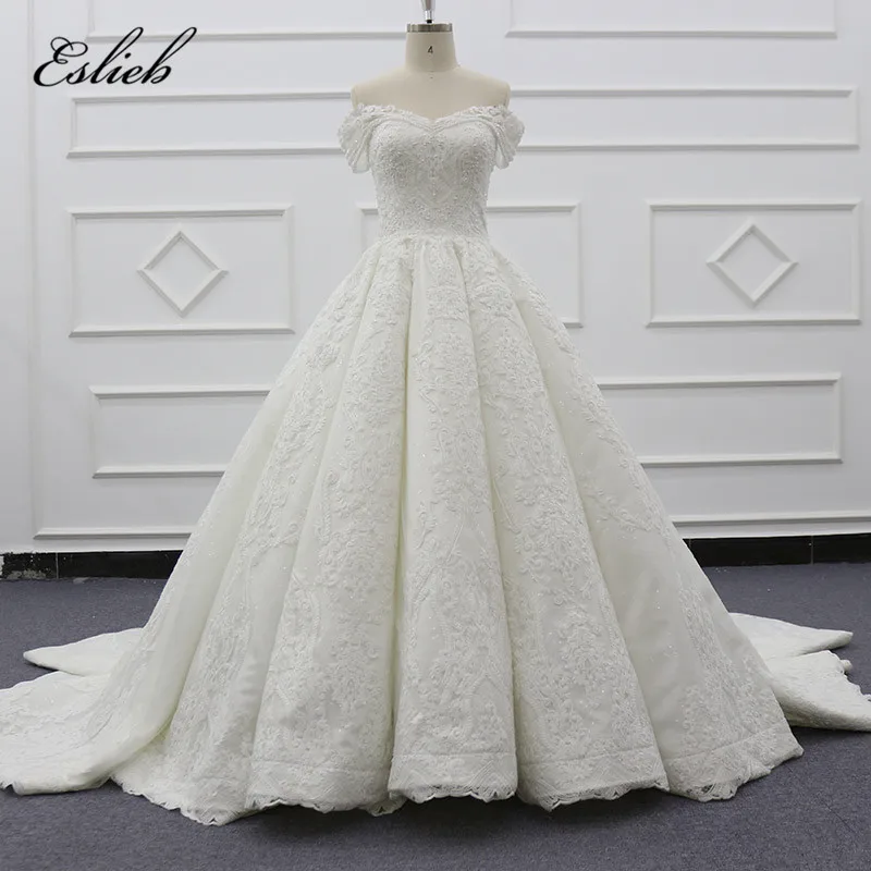 Eslieb Высокое качество кружево кристалл свадебное платье es молния и пуговицы и на шнуровке сзади Свадебное платье 2019 Vestido de Noivas