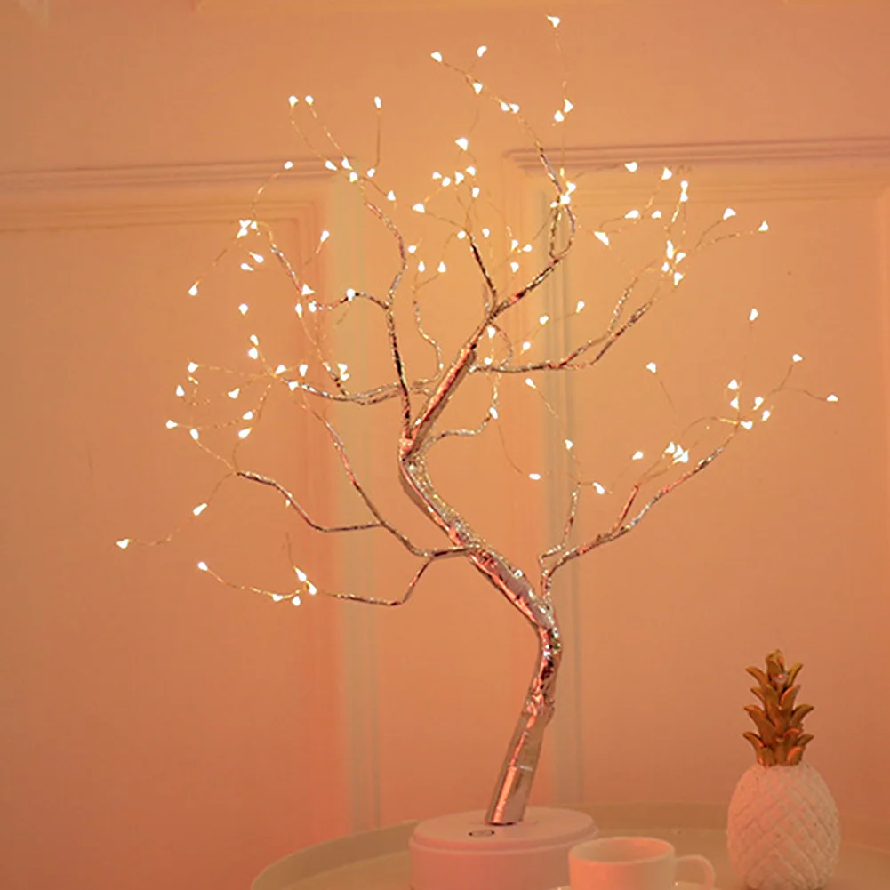 108LEDS Ночной светильник, украшение для дома, бонсай, стиль, вечерние, вишня, дерево, форма, светодиодный светильник, сделай сам, фейерверк, рождественский подарок, растения, переключатель, медь - Испускаемый цвет: 108LEDS
