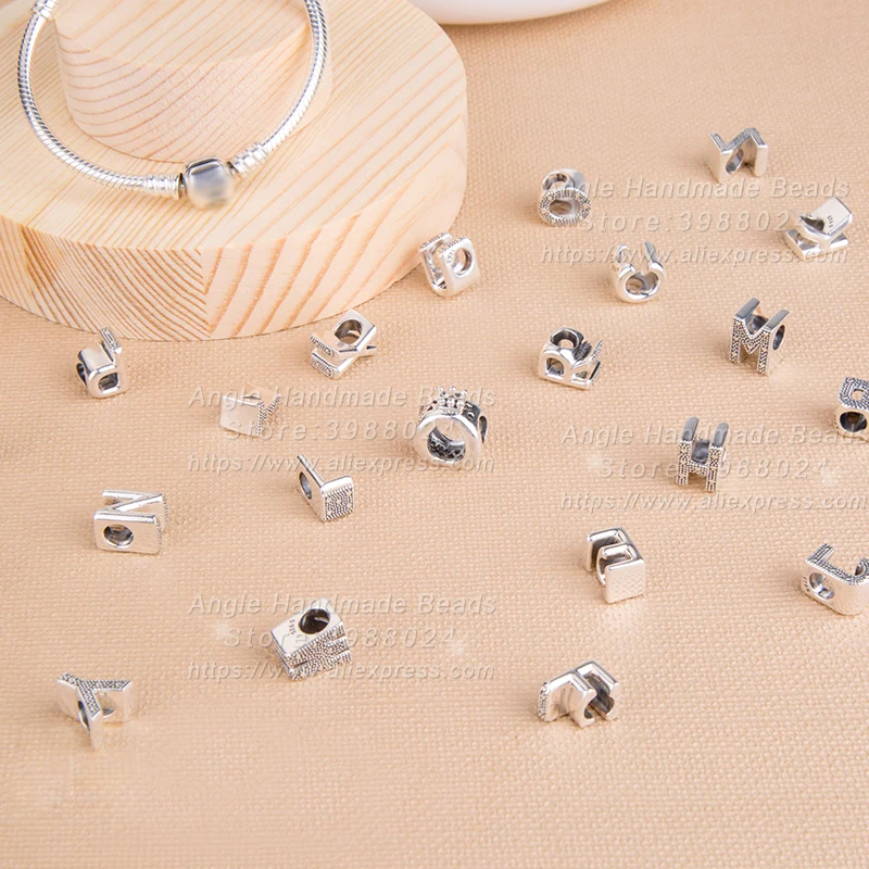 

2018 Pre Fashion Jewelry S925 Sterling Silver "A~Z" Letter Charms Beads Fit European DIY Charms Bracelets Necklace