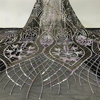 

African Lace Fabric 2019 High Quality Lace For Bride Wedding Fabric Nigerian lace Tulle Lace Fabric With Sequins dress xb83-62