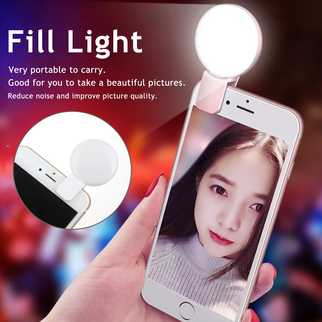 Light Up Selfie Flash Led Portable Selfie Flash Led Camera Clip-on Mobile phone Selfie ring light video light Night Enhancing