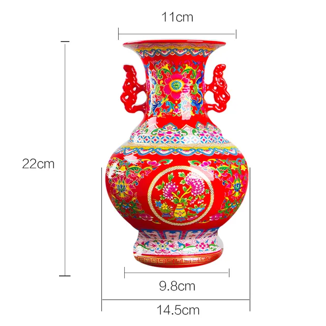 Jingdezhen Antique Ancient Enamel Chinese Ceramic Flower Vase Home Office Decorative Porcelain Vases 6