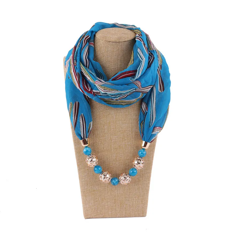 RUNMEIFA кулон шарф ожерелье богемные ожерелья для женщин шифон шарфы с подвесками ювелирные изделия обертывание платок женские аксессуары