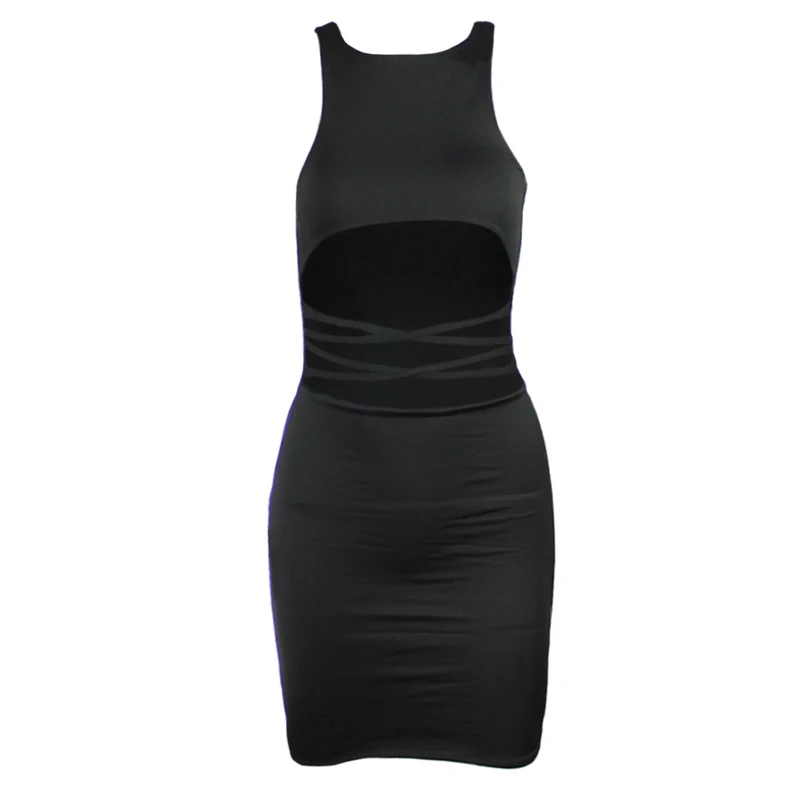 Summer Women Bodycon Dress Vestidos Verano 2018 New Sexy Sleeveless Hollow Out Lace Up Tank Evening Party Dress Vestidos Mujer Dresses