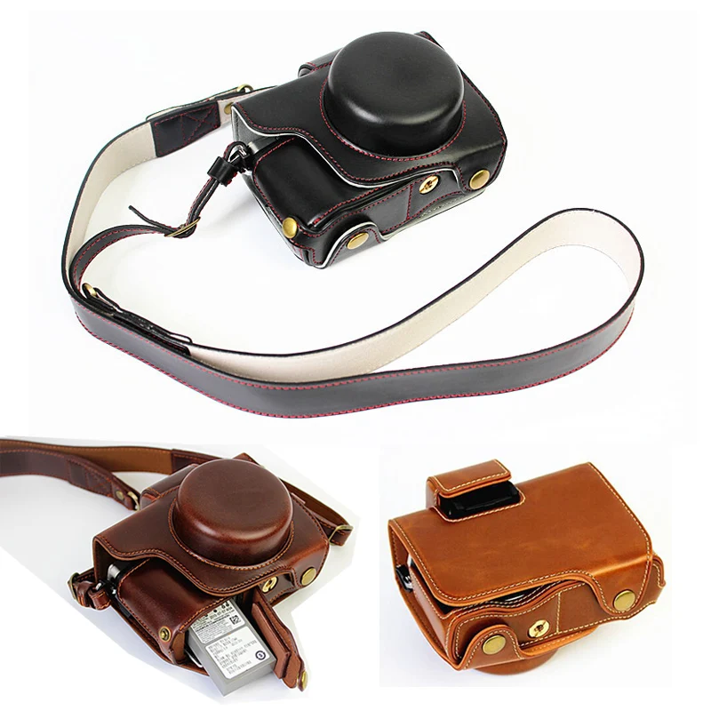 Lusso Pu Leather Camera Case Borsa Per Olympus Om-D Em10Ii Em-10 Markii 14-42Mm Ez Copertura Con Fondo Batteria Di Apertura
