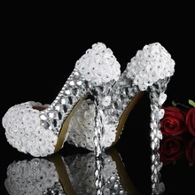 White High Heel Rhinestone Wedding Shoes Bridesmaid Dress Shoes Nice Design Bridal Dress Shoes Spring Banquet Party Pumps