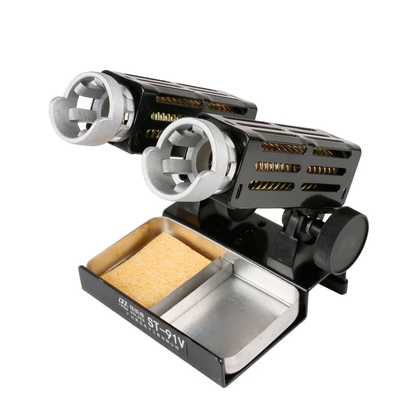 

Free Shipping ST-91V High Quality Soldering Iron Support Stand Station Metal Base 2 Hole with 1 Sponge