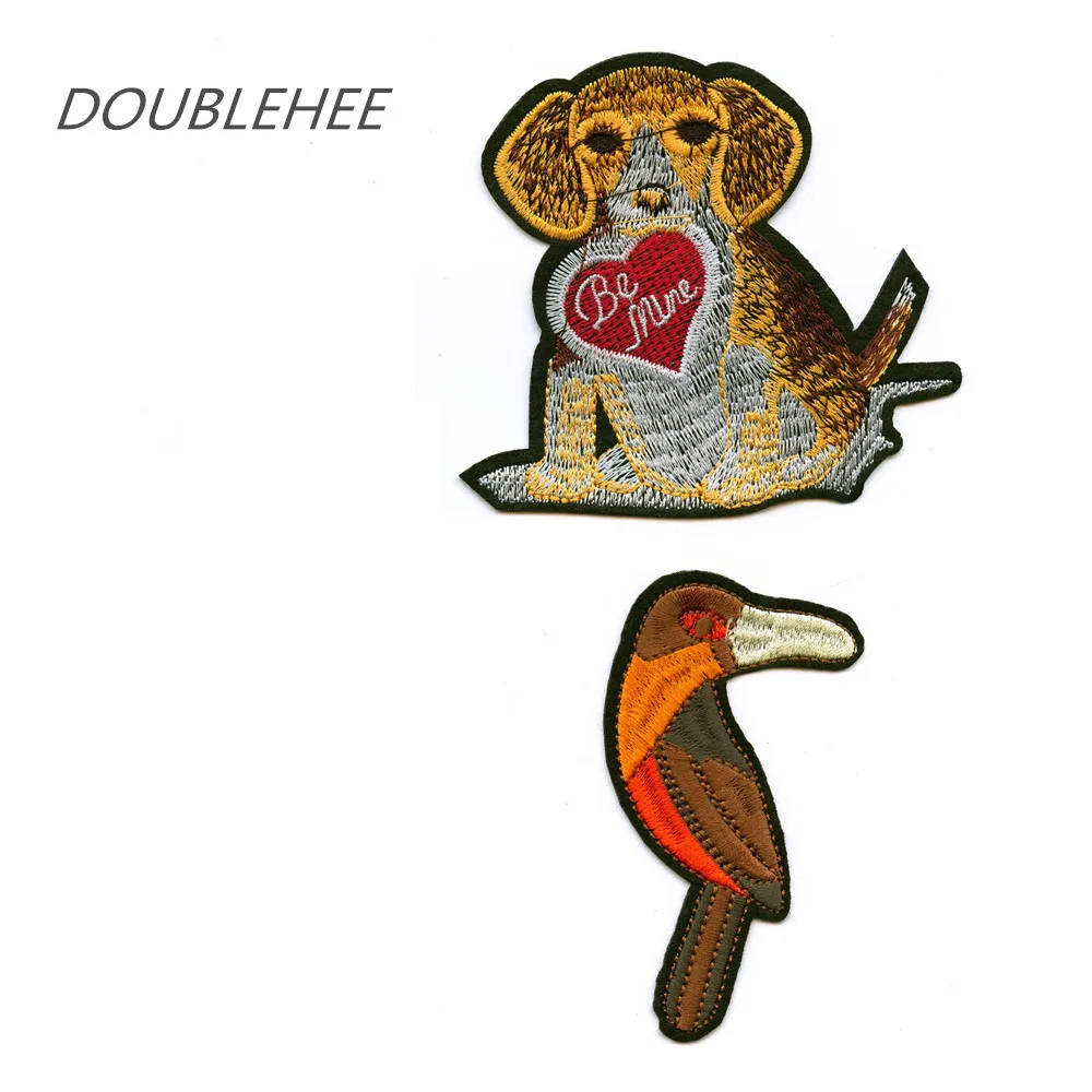 

DOUBLEHEE Red Snake Dird Love Dog Animal Embroidered Iron On Patches Design Beauty Patch Badges diy accessories