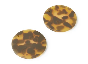

Matte Acrylic Earring Charms - Amber Tortoise Shell Earrings - Coin Shaped Pendant - 6pcs/lot - 39.7x39.7x3.07mm - AC1262