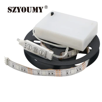 

SZYOUMY 30 SETS Waterproof RGB 5050 SMD LED Strip Flexible Lights Lamp Battery Power with Mini Controller 50cm 100cm 150cm 200CM