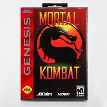 Mortal Kombat 16 bit MD card with Retail box for Sega MegaDrive Video Game console system