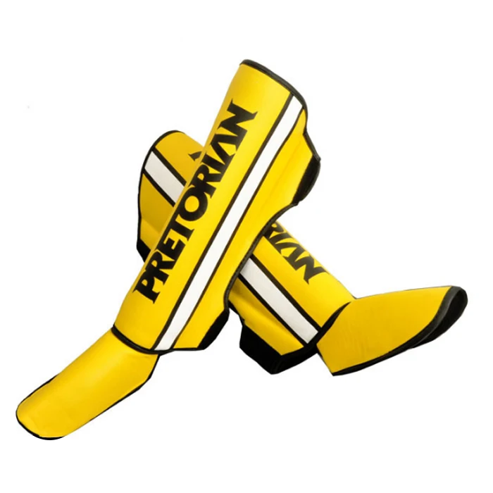 1 пара ММА бренд PRETORIAN щитки Муай Тай Санда Муай Тай кикбоксинг леггинсы Pretorian щитки лодыжки защита - Цвет: Цвет: желтый