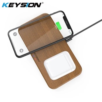 

KEYSION Dual Wireless Charger 5 Coils Qi Fast Charging Pad Compatible for iPhone X XS Max Samsung S10 S9 New AirPods Xiaomi Mi 9