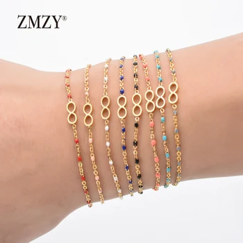 

ZMZY 8pcs/lot Mixed Color Chain Bracelet Stainless Steel Bracelet For Women Gold Color Infinity Lover's Engagement Jewelry