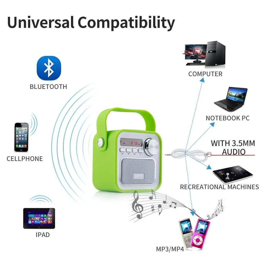 

Wholesale Portable ES-692 Rechargeable Bluetooth Radio FM 60Hz-18kHz Music Player Speaker with LCD Screen Support TF/SD Card