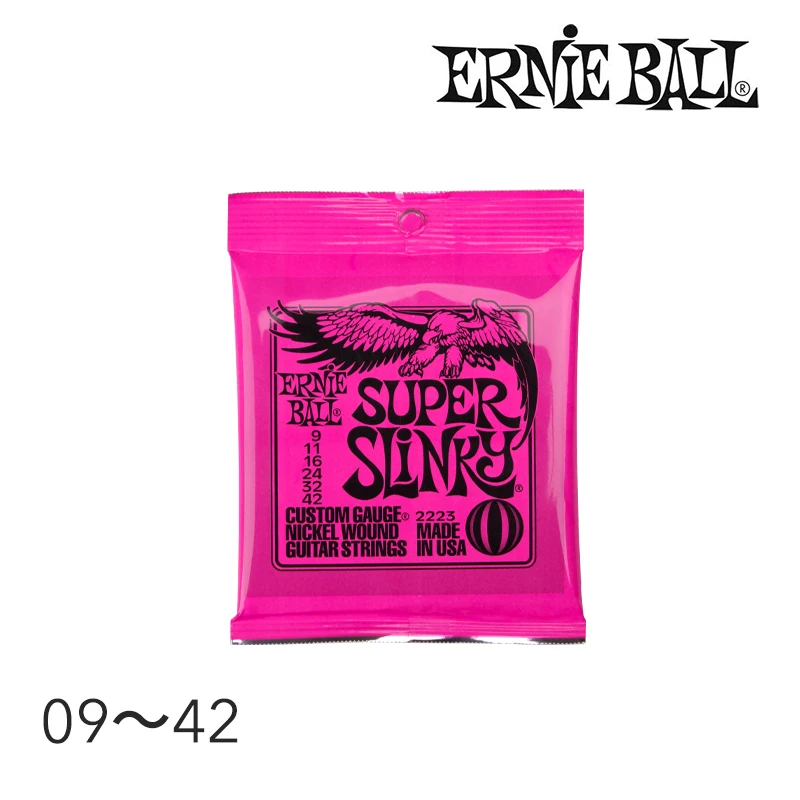 Ernie Ball 2223 никель супер обтягивающий розовый электрогитара струны набор,. 009-. 042