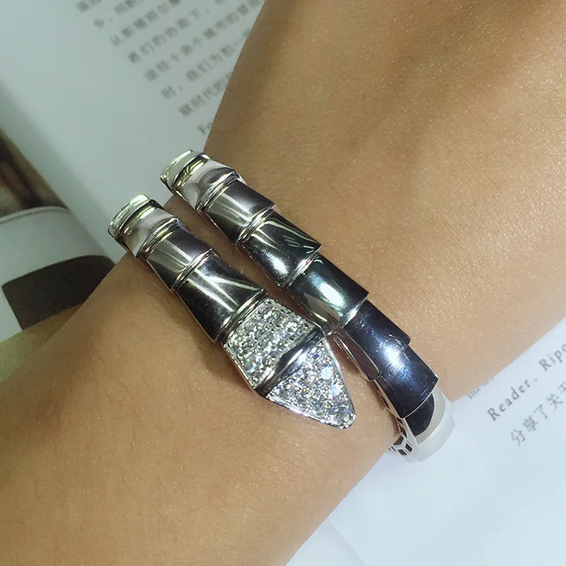 

Brand Solid 925 Sterling Silver Jewelry For Women Men Unisex Big Snake Bangle Silver Jewelry Fashion Party Luxury Spring Bangle