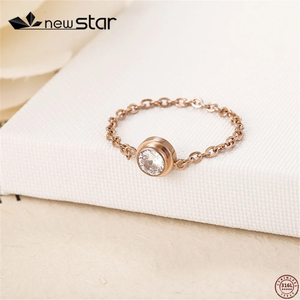 

Hot style accessories single stainless steel chain ring titanium steel rose gold couples ring for women couples 2019