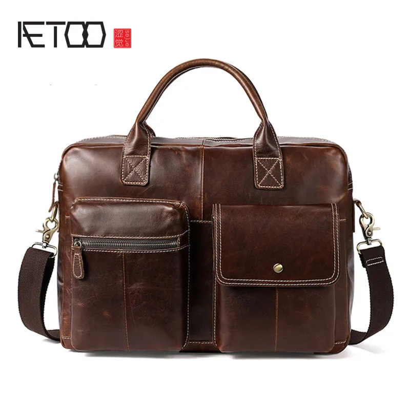 

BJYL New men's bag custom retro men's handbag cross section large capacity business bag Messenger bag