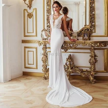 Свадебные платья Русалочки с глубоким v-образным вырезом, кружевной аппликацией, без рукавов, свадебные платья для новобрачных