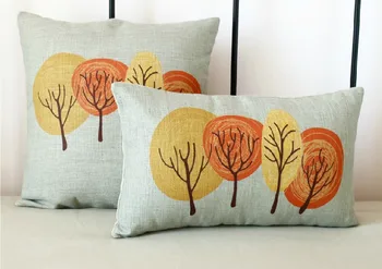 

2PCS/LOT Cute fairy season Tree leaf Cushion Linen Pillow Cotton Cushion Car Office Home Decor Cushions 45*45cm +30*50cm