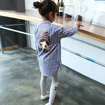 

2019 Spring leisure baby girl shirt cartoon blouses for girls fashion toddler shirts strip kids outfits girls blouses and shirts