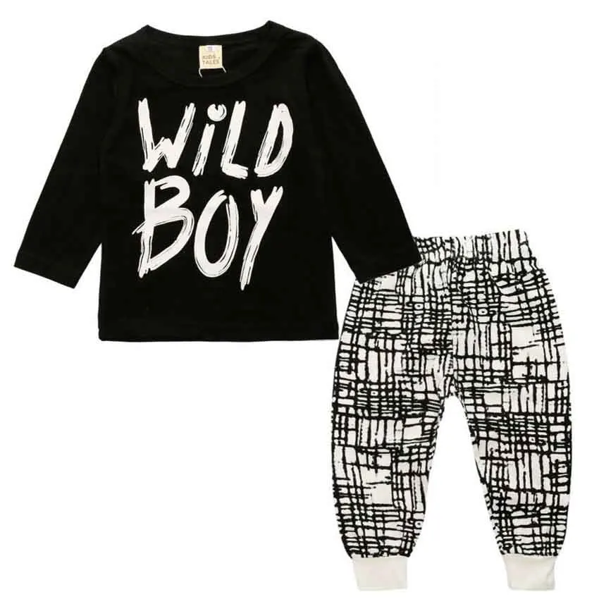 2018 autumn baby boy clothes baby clothing set fashion cotton long-sleeved letter t-shirt+pants newborn baby girl clothing set