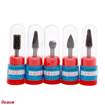 

5Pcs/lot 1/4" Tungsten Carbide Burr Bit 6mm Rotary Cutter Files CNC Engraving Tool MAR13