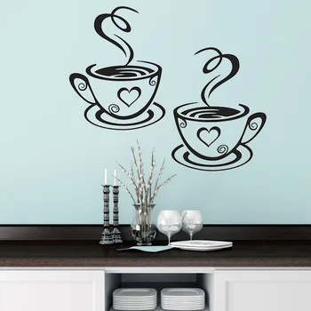 2018 Hot Sale A Coffee Cup Coffee Generation Carved Green Quote Restaurant Kitchen Removable Wall Stickers DIY Home Decor 1PC