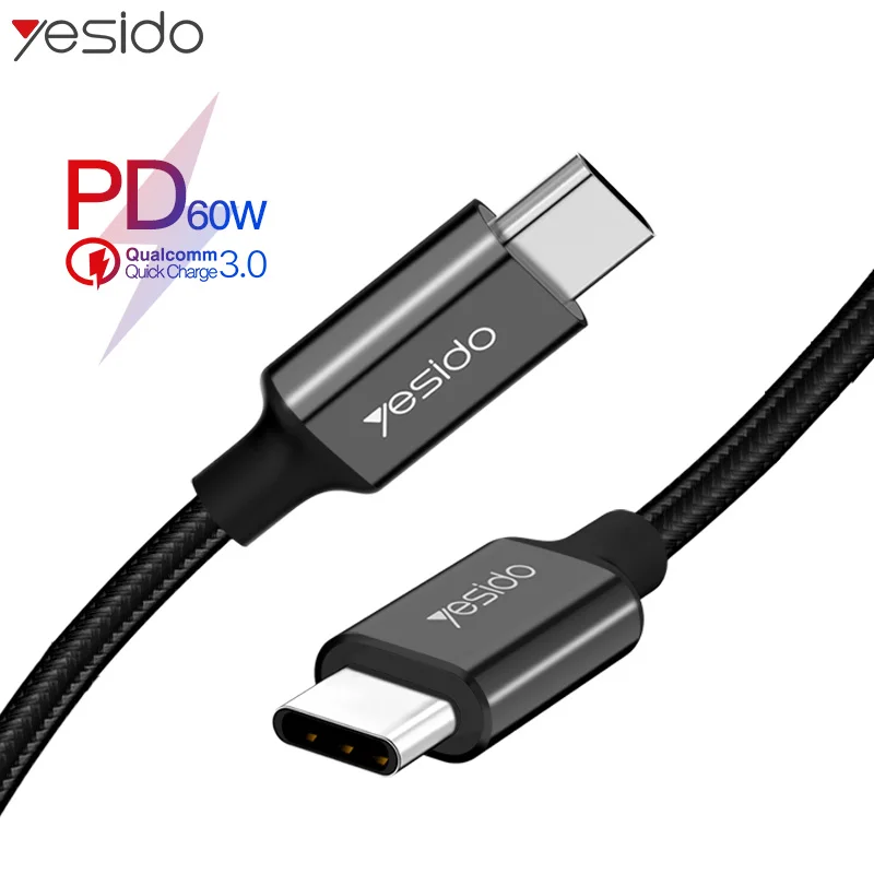 Yesido CA29 60 Вт PD usb type C к USB C кабель для samsung S10 S9 S8 Note 9 QC3.0 быстрое зарядное устройство кабель для передачи данных для MacBook USB C кабель