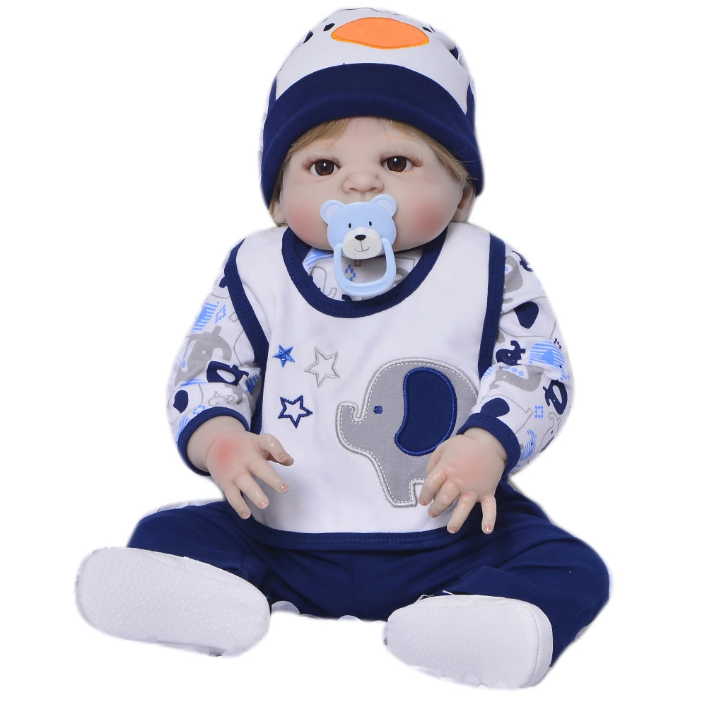 

Bebes Reborn Menino boneca 23"57cm Full silicone reborn baby boy dolls for children gift can bathe baby alive girl dolls