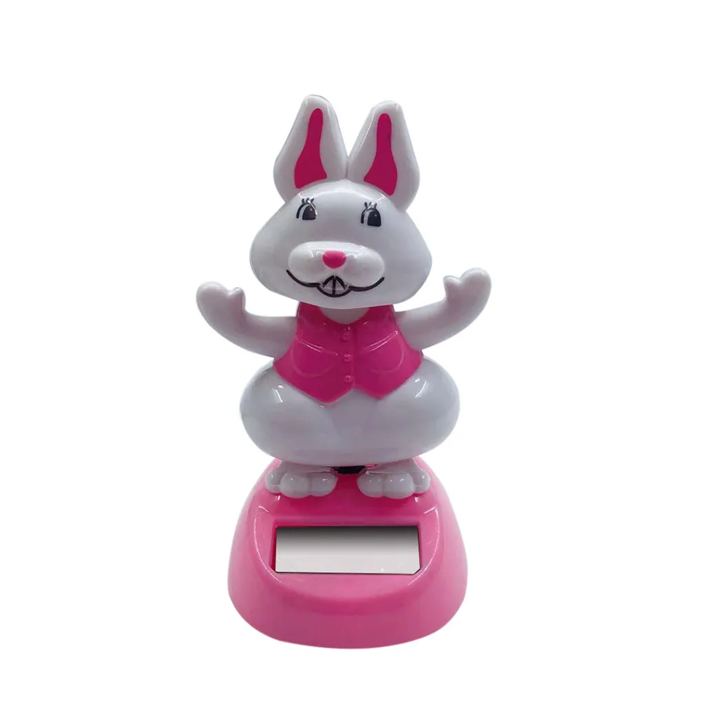 

Adorable Cute New Hot Solar Powered White Rabbit Dancing Animal Animated Bobble Dancer Toy Car Decoration 5.4