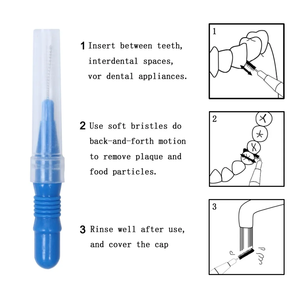 2.5mm 3.0mm Interdental Brush Cleaners 50 Pcs Toothpick Flossing Head Oral Dental Care Teeth Brush Kit (3)