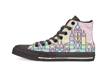 

It's a Small World After All Colourful Castle Novelty Design Casual Canvas Shoes Custom shoes Drop Shipping