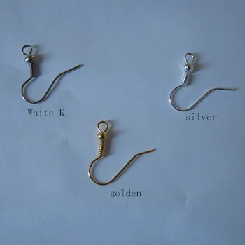 

Free Shipping Wholesale 200PCS Gold Silver Bronze White K Hooks Coil Ear Wire Earrings Findings For Jewelry Making Craft DIY