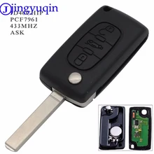 Jingyuqin 3 кнопки дистанционного автомобиля флип складной ключ для peugeot 307 407 308 607 433 МГц электронный ID46 чип VA2 лезвие CE0536