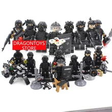 sizzling suitable LegoINGlys army SWAT metropolis Police sequence Building Blocks Swat Squad Commando fugures Weapons brick toys present
