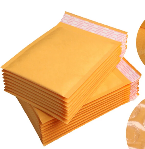 15 18cm 30pcs small kraft paper mail envelope bag yellow bubble
