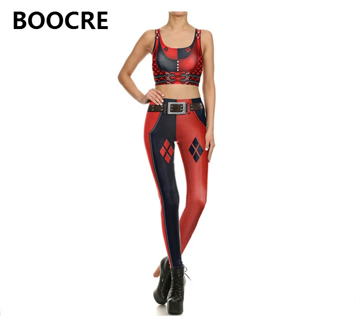 

Fashion Female Suicide Squad Harley Quinn Tights Vest Camisole Pants Cosplay Costume Women 3D Print Clothing Fitness Rashguard