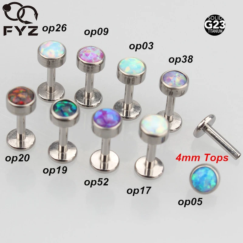 

Mixed 9 Color Opal G23 Titanium Internally Threaded 16G Labret Lip Ear Cartilage Helix Tragus Stud Body Piercing Jewelry