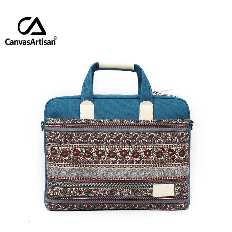 Top Quality 13 inch Retro Style Canvas Laptop Handbag 13.4" Briefcase Notebook Protective Bag Unisex Business Laptop Bags - Цвет: lake blue