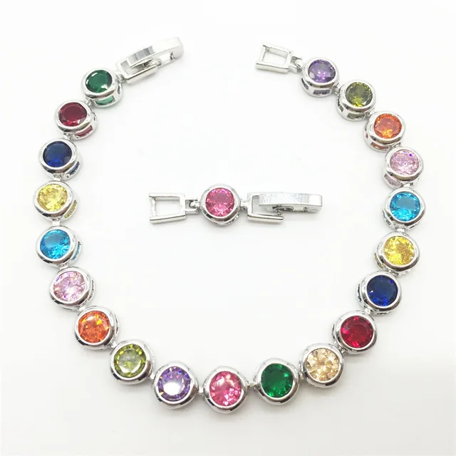 Women Aaa Zircon Stone Bracelets 10kt Multicolor Charm Women Aaa Zircon Stone Bracelets 10kt Multicolor Charm Bracelet For Lady S Gift Luxury Design New