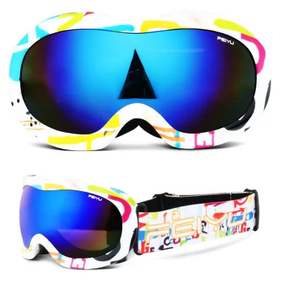 Детские лыжные очки с двойными линзами, противотуманные зимние сноубордические очки, детские зимние спортивные лыжные очки для улицы