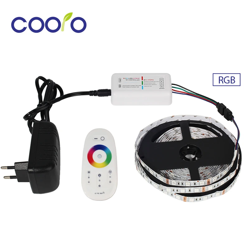 DC12V 5050 Светодиодная лента Водонепроницаемая IP65/IP20 RGB светодиодный гибкий фонарь лента+ сенсорный пульт дистанционного управления+ 12 В комплект адаптера питания