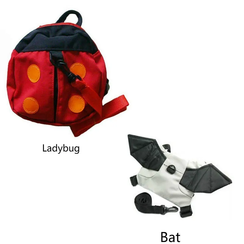 Детский рюкзак с героями мультфильмов, милая летучая мышь, Сумка с божьей коровкой для малышей, не теряющийся жгут, прогулочный ремень, поводки, детский школьный рюкзак для детского сада
