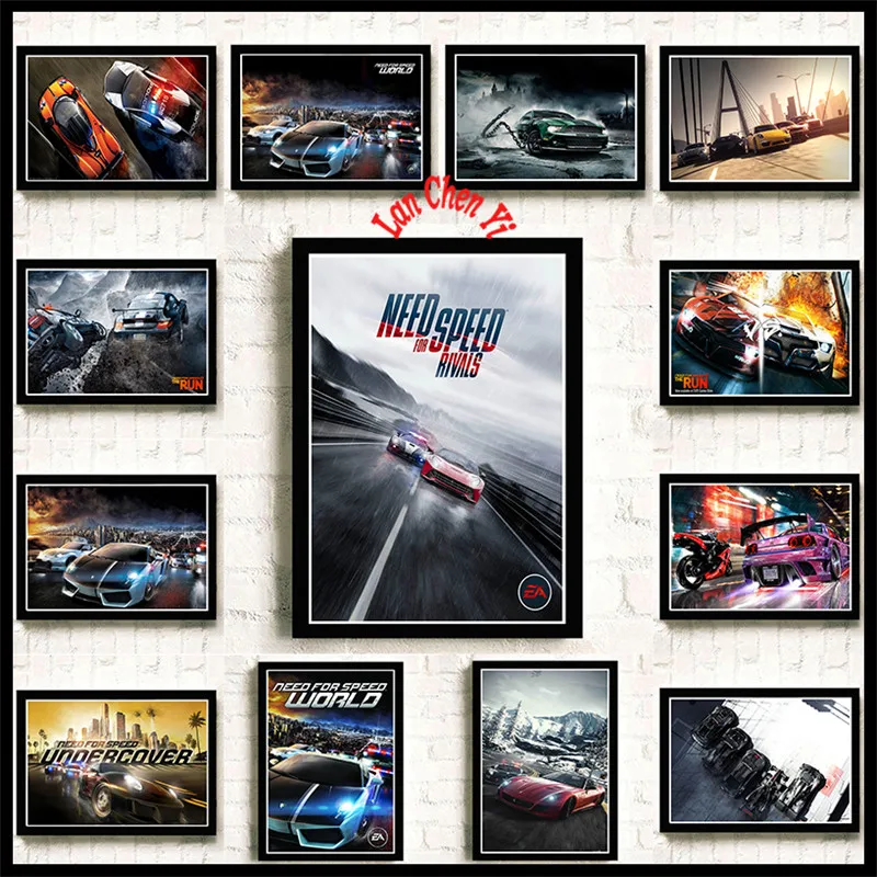 Need For speed классические игры мелованная бумага плакат для кафе Креативные обои украшение интерьера