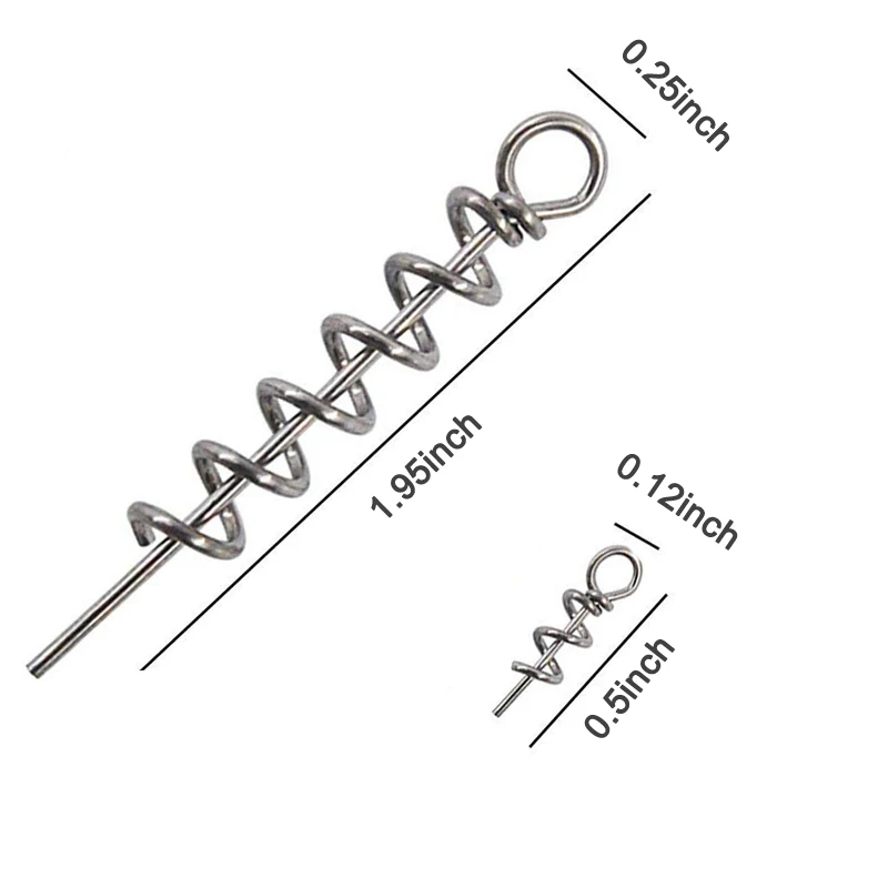 100Pcs Barbed Spring Stainless Steel Fishing Screw Lock Weedless Spring Kit