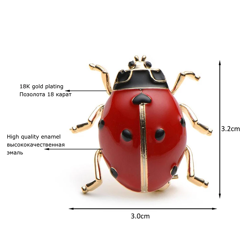 Сплав красной и черной эмалью Жук Божья коровка брошь Высокое качество Для мужчин и Для женщин Костюмы свитер Hat насекомых Броши Шпильки шарф пряжки
