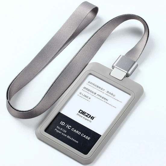 DEZHI модный стиль ID IC карты держатель значка работы карты с полиэфирным шнурком, самая низкая цена, может изготовить логотип, OEM - Цвет: grey set