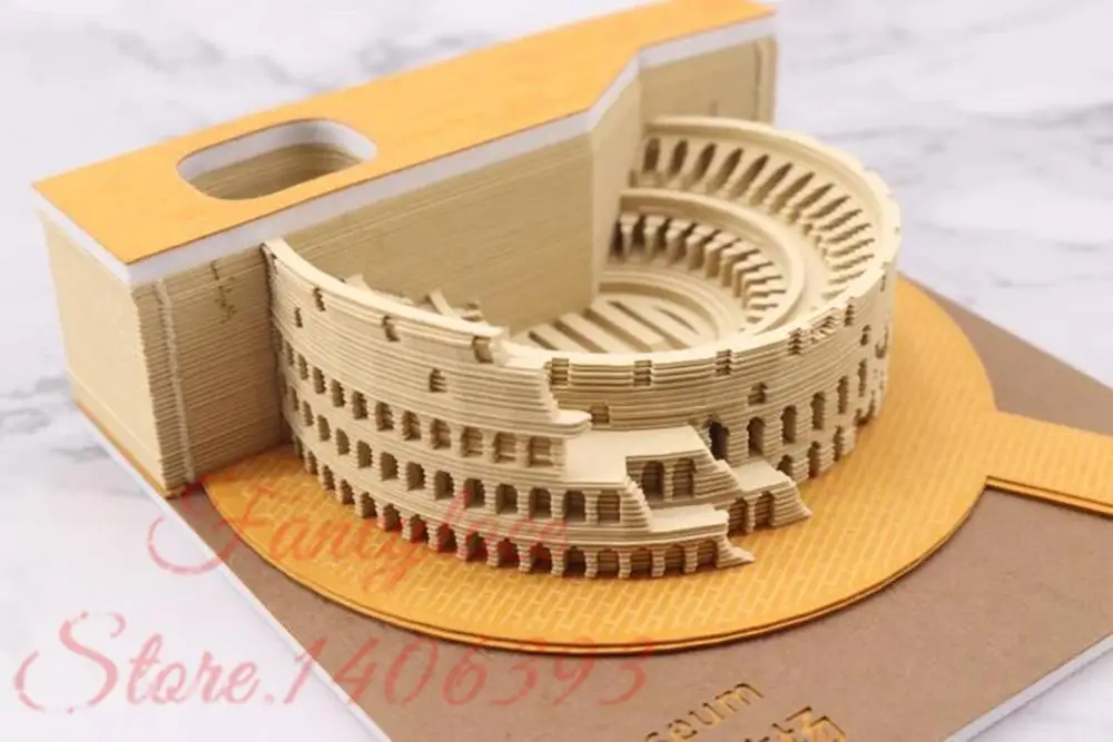 

Art Building Block DIY 3D Rome Colosseo Memo Notes Pads Convenience Stickers Papers Card Art Crafts for Wedding Birthday Gift